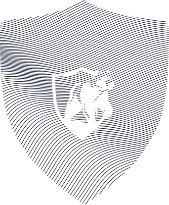 Lawyers' mutual shield in navy with white bear logo