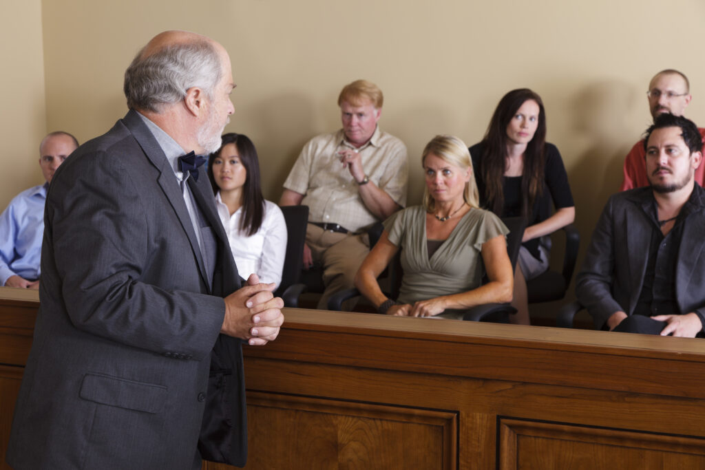 zealous attorney presenting to a jury