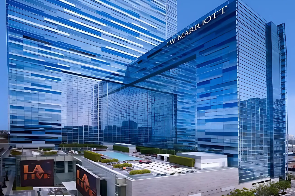 JW Marriott blue building downtown Los Angeles